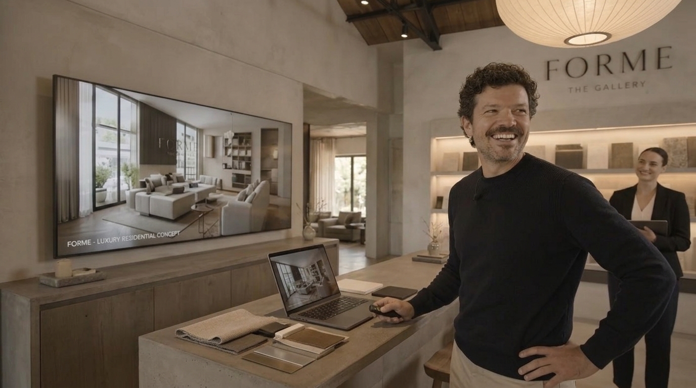 Designer presenting work in the FORME studio
